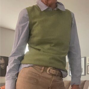 McDuff Essentials 100% Cashmere Vest in Perky Green -Size Small EUC